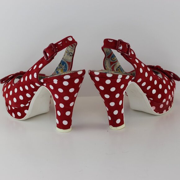 Miss L Fire Polka Dot Peep Toe Casablanca Heel Shoe (7.5 US) - Picture 5 of 7